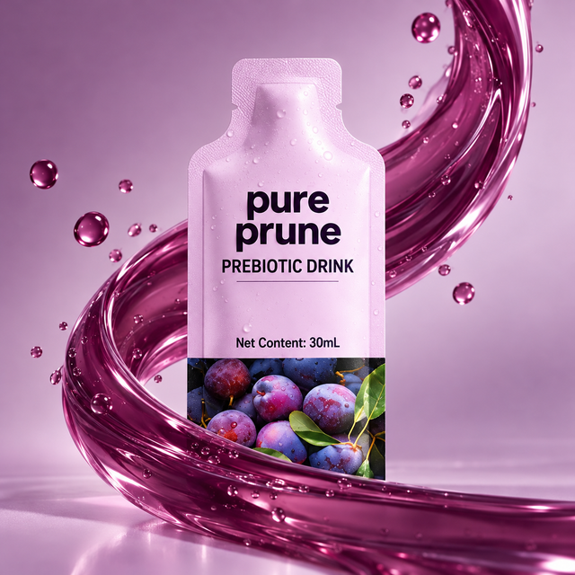 Pure Prune blue bottle with droplets